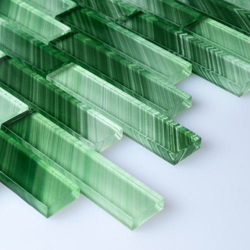 WS Tiles Premium Hand Painted 1" x 4" Straight Edge Glass Mosaic Tile & Reviews Wayfair